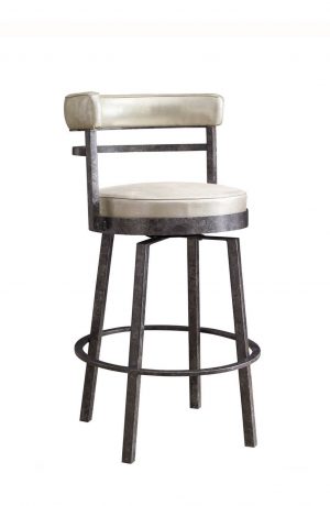 Leathercraft's Jasper 518 Modern Metal Swivel Bar Stool with Upholstered Curved Back