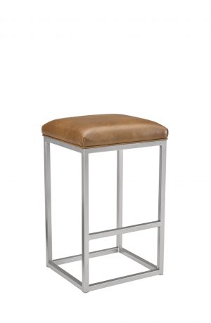 Leathercraft's Cosmo 538 Modern Metal Backless Bar Stool in Silver and Leather