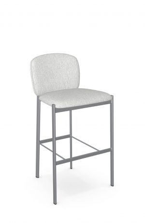 Amisco's Kally Silver Stationary Bar Stool with Gray Seat and Back Fabric