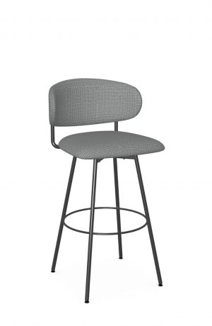 Amisco's Wyatt Black and White Modern Swivel Bar Stool with Curved Back