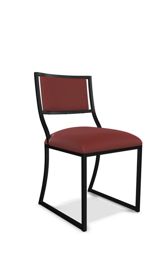 Wesley Allen's Ki Black Modern Dining Side Chair with Red Seat and Back Cushion