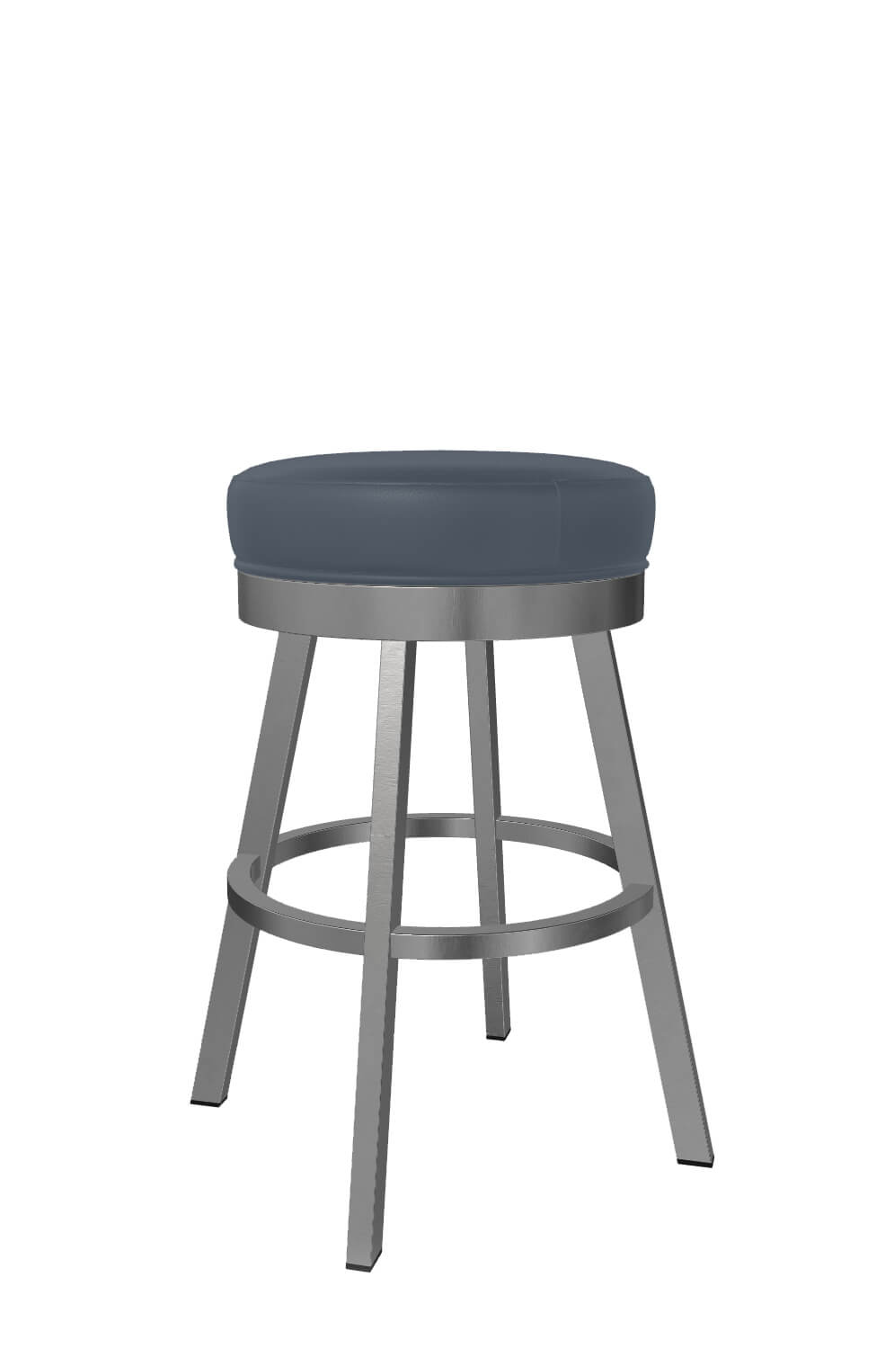 Wesley Allen's Miramar Backless Stainless Swivel Bar Stool with Blue Vinyl