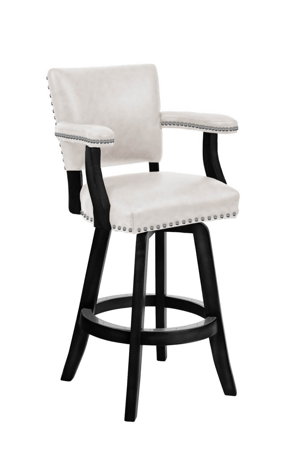 Darafeev's El Dorado Black Wood Bar Stool with White Leather