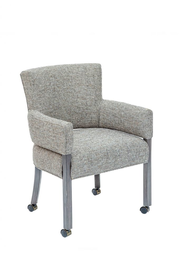 Darafeev's Mod Dining Arm Chair with Casters in Gray Fabric