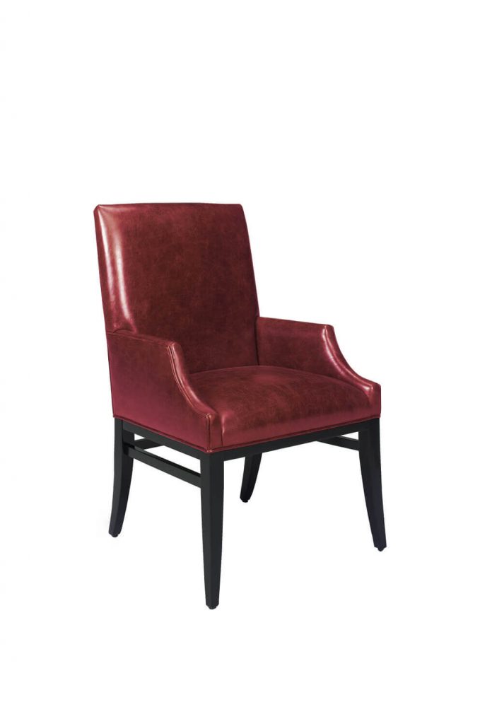 Style Upholstering 1202 Wood Red Leather Dining Arm Chair