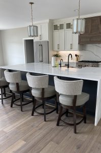 Style Upholstering's #15-SWBS Swivel Wood Bar Stool with back in Customer's Modern Kitchen