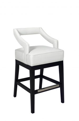 Style Upholstering #185-SSB Wood Swivel Bar Stool with Arms in Leather