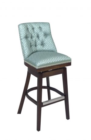 Style Upholstering #673 Wood Upholstered Swivel Stool with Tufted Back and Nailhead Trim in Leather