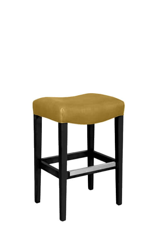 Style Upholstering's 680 Bar Stool in Black Wood and Yellow Seat Cushion