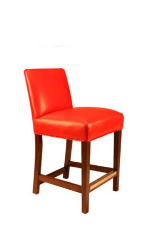 Style Upholstering #696 Upholstered Wood Red Leather Bar Stool with Back