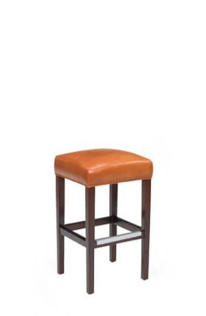 Style Upholstering #696B Upholstered Backless Wood Bar Stool with Chrome Footrest