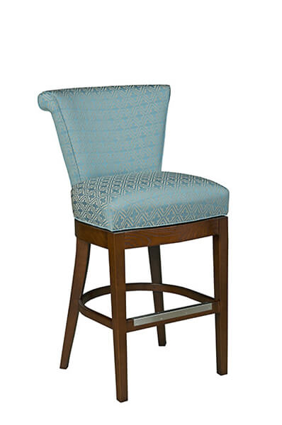 Style Upholstering #725 Wood Upholstered Swivel Bar Stool in Blue Leather