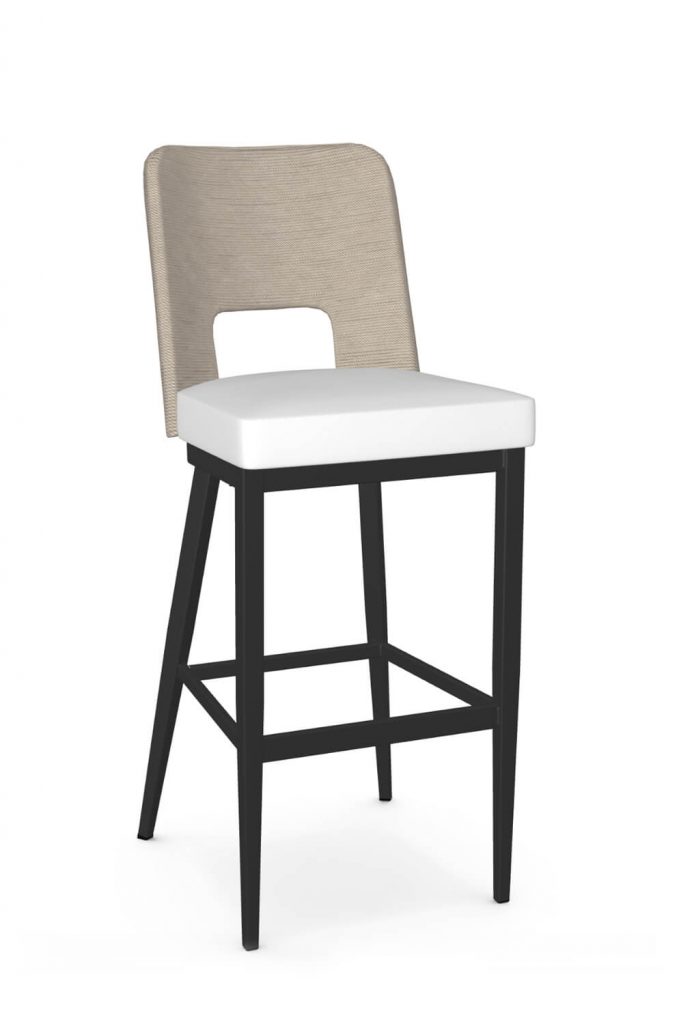 Amisco's Chase Transitional Black Farmhouse Non-Swivel Bar Stool with Tan Back