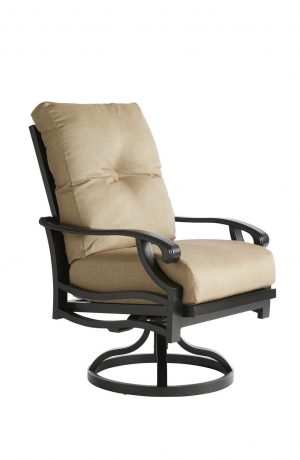 Mallin's Anthem Outdoor Rocking Swivel Armchair in Black and Beige