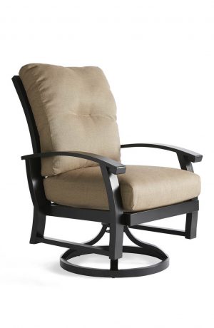 Mallin's Georgetown Outdoor Swivel Rocking Dining Armchair in Black and Beige