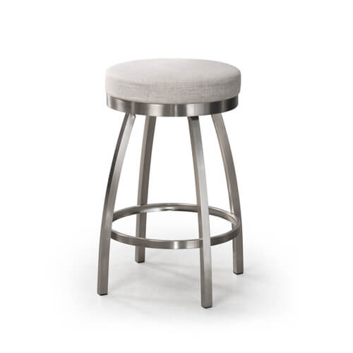 Henry Modern Backless Swivel Stool in Brushed Steel metal