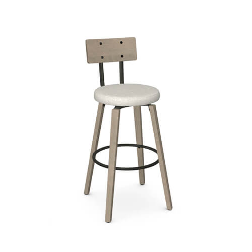 Esteban Wood Swivel Bar Stool with Seat Cushion and Metal Footrest