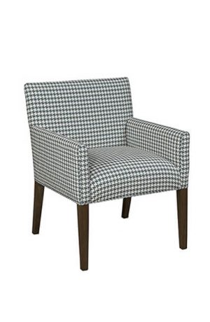 Style Upholstering #160 Dining Arm Chair in Houndstooth Fabric and Wood Legs