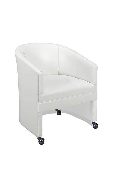 Style Upholstering's #232 White Dining Barrel Arm Chair with Casters