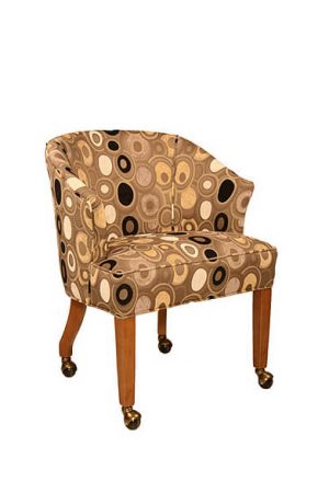 Style Upholstering #40 Wood Game Dining Chair with Arms and Casters