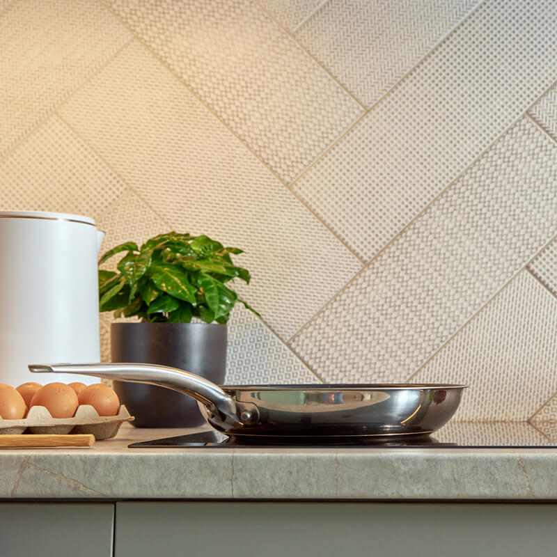 Textured tile backsplash