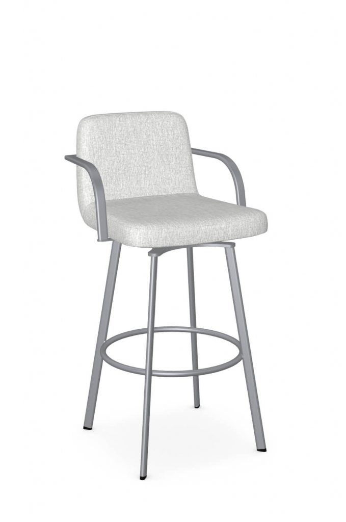 Amisco's Tricia Silver Swivel Bar Stool with Low Back and Arms