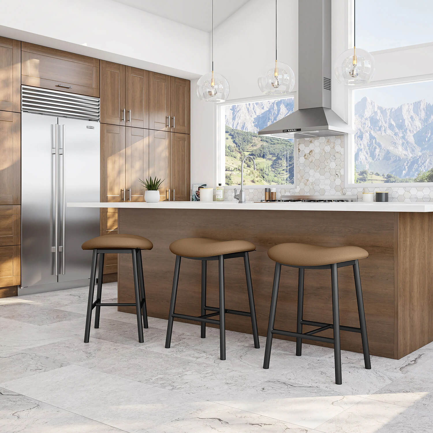 Amisco's Willo Modern Backless Bar Stools in Modern Kitchen