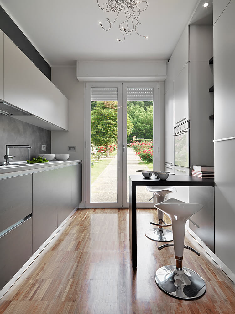 Minimalist gray kitchen