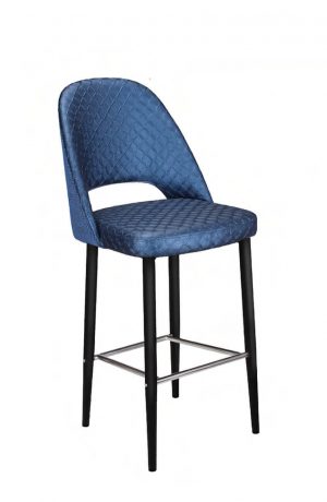 IH Seating Catherine Transitional Elegant Bar Stool with Curved Back in Blue and Black