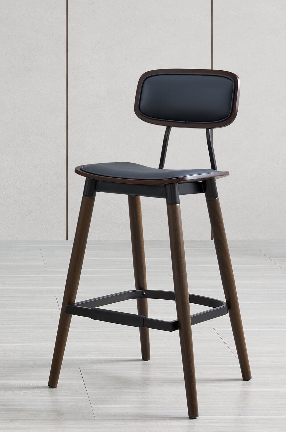 IH Seating Ingrid Industrial Wood Grain Bar Stool with Back