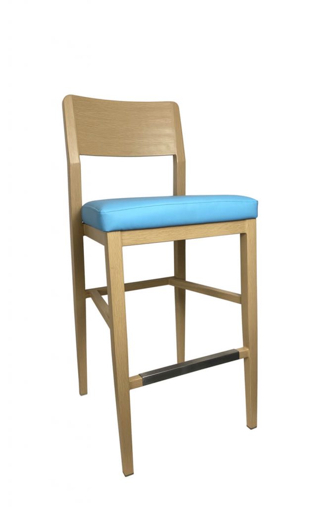 IH Seating's Astrid Natural Wood Bar Stool with Back