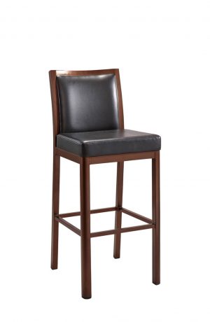 IH Seating Liam Wood Grain Bar Stool with Vinyl Back Cushion