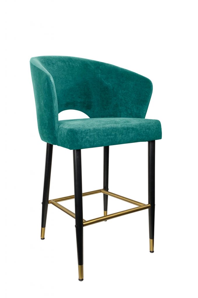 IH Seating's Skyler Art Deco Bar Stool with Curved Upholstered Back