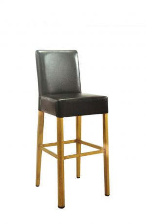 IH Seating Thomas Wood Grain Bar Stool with Black Vinyl Back