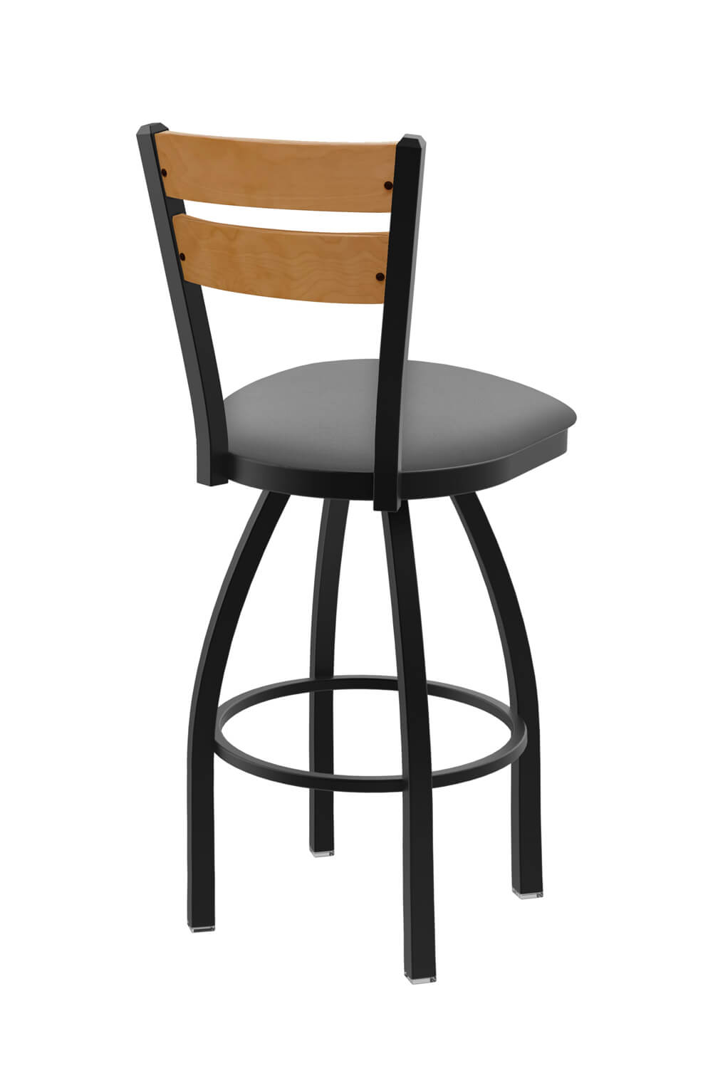 Holland's Thor Black Metal Swivel Bar Stool with Wood Back - Back View