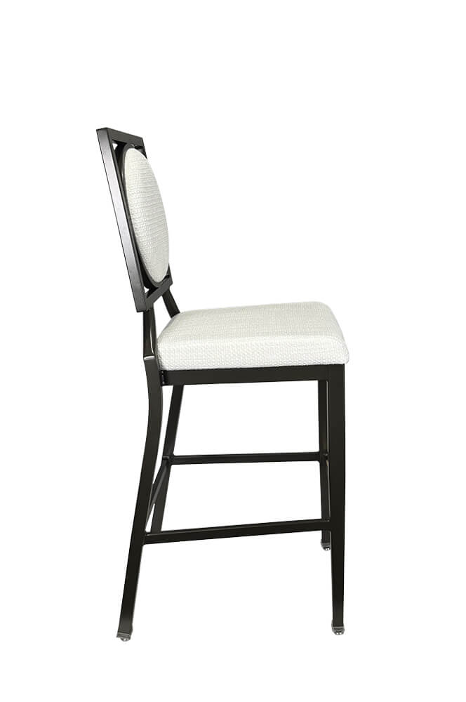 IH Seating Orla Art Deco Black and White Bar Stool with Oval Back - Side View