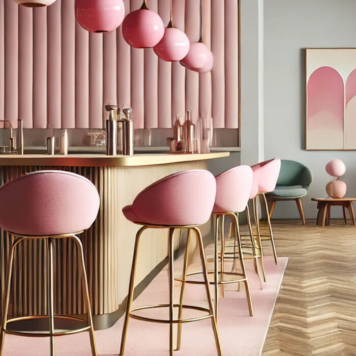 Mid century modern pink bar stools