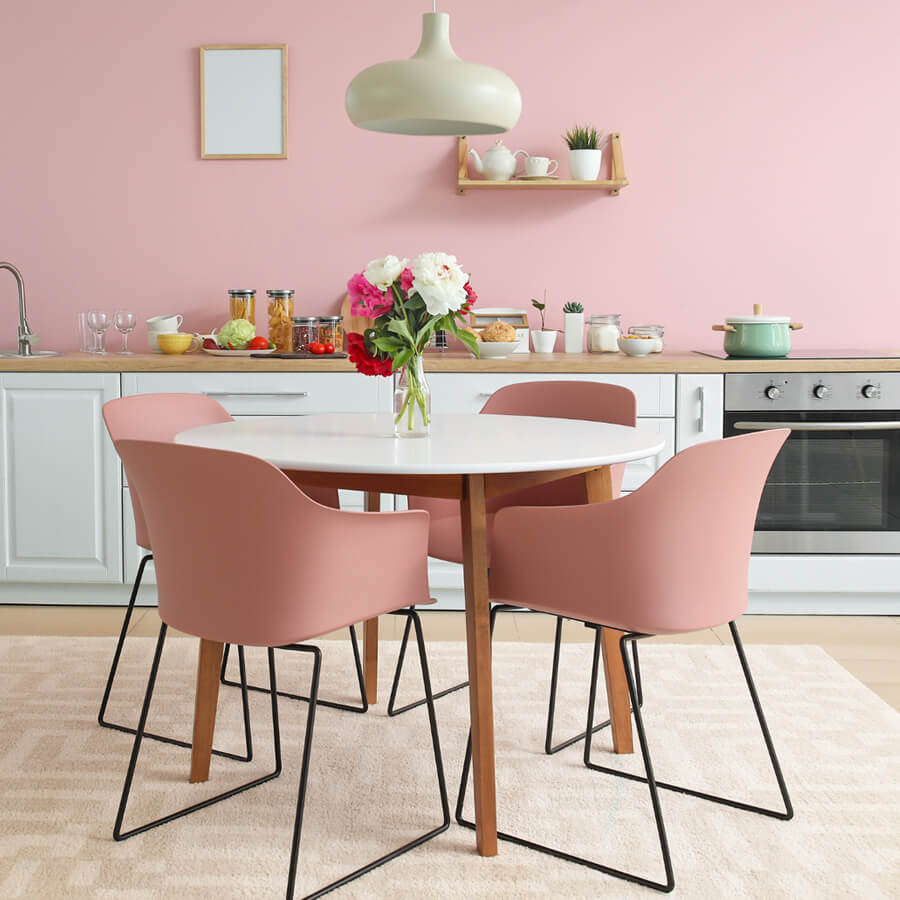 Scandinavian kitchen pink bar stool chairs