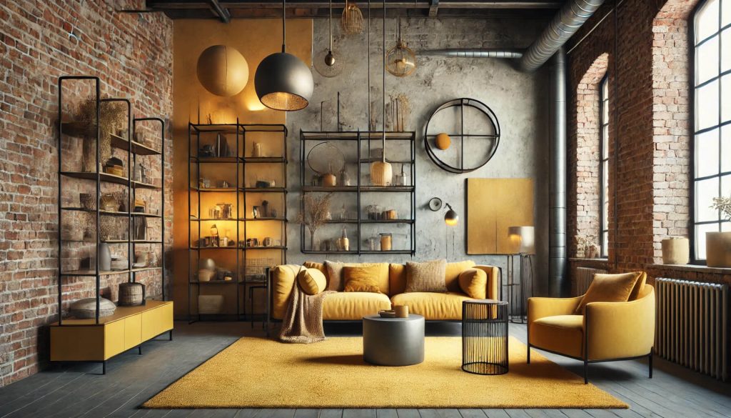 Industrial Style Loft with Yellow Accents