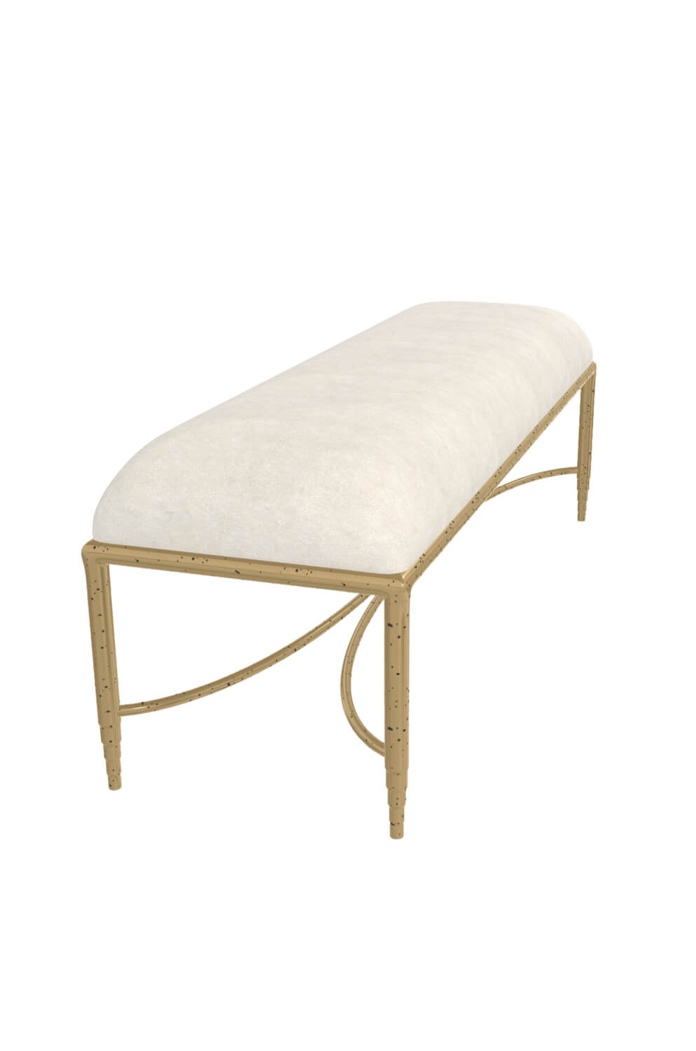 Wesley Allen's Royce Modern Upholstered Bench in Gold - Side Front View