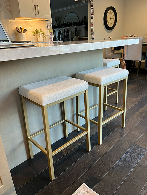 Amisco's Bradley Gold Backless Bar Stools in Customer's Kitchen