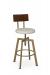 Amisco's Architect Gold Industrial Swivel Bar Stool with Cherry Back and Off-White Seat Cushion