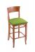 Holland's #3160 Hampton Bar Stool in Medium Wood and Green Seat Cushion