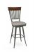 Amisco's Annabelle Gray Traditional Swivel Bar Stool with Cherry Accent Wood Back and Seat Cushion