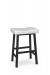 Amisco's Miller Backless Black Saddle Bar Stool with White Seat Cushion