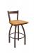 Holland's Catalina #821 Low Back Swivel Barstool in Bronze Metal Finish and Medium Oak Wood Seat Finish