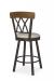 Amisco's Brittany Traditional Swivel Bar Stool with Cross Back Design, Metal Frame, and Seat Cushion - Back View