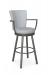 Amisco's Cardin Silver Swivel Bar Stool with Arms and Light Blue Cushion