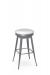 Amisco's Grace Backless Swivel Bar Stool in Silver Metal and White Vinyl Seat Cushion