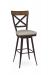 Amisco's Kyle Traditional Swivel Metal Bar Stool with Wood Back, Seat Cushion, and Cross Back Design